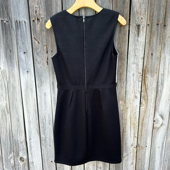 NWT ABS Allen Schwartz Vintage Y2K Sleeveless Sheath Scuba Dress Black Cream 10 - Picture 9 of 14